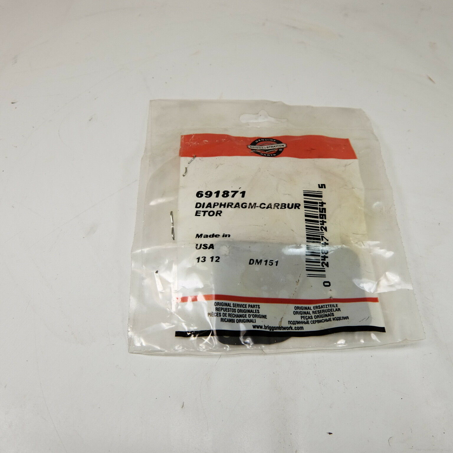 Genuine OEM Briggs &amp; Stratton 691871 Carburetor Diaphragm - $2.60