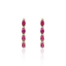 14K Gold Ruby Diamond Dangle Earrings - £1,035.84 GBP