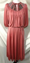Vintage THE DRESS House Dress Rose Pink Attached Blouse Blouson Waist Ti... - $72.55