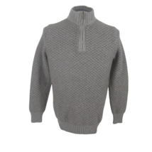 Joseph Abboud vintage Mens Sweater pullover 1/4 zip waffle boucle&#39; gray wool bld - £25.90 GBP