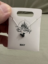 Disney Parks Mickey Mouse Faux Emerald May Birthstone Necklace Silver Color image 7