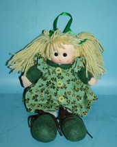 St Patricks Day Rag Doll 11&quot; Shamrock Dress Plush Soft Toy Ireland Kiddi... - $18.95