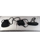 THREE WOMENS BLACK FAUX LEATHER COTTON SHOULDER STRAPS PURSES BACKPACKS - $33.87 CAD
