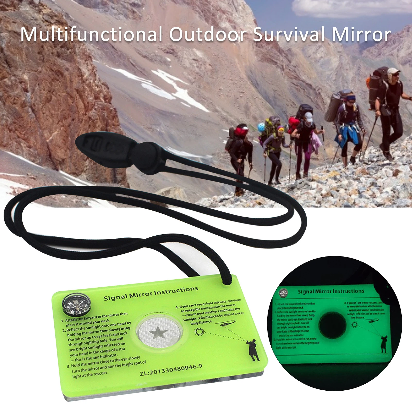 Survival Signal Mirror For Outdoor Camping Yacht Outdoor Emergency Survival - £14.11 GBP