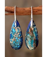 Handmade Teardrop Shape Natural Stone Dangle Earrings - $43.81 CAD