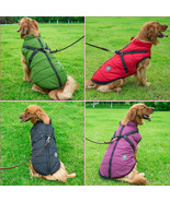  Large Pet Dog Jacket With Harness Winter Warm Dog Clothes For Labrador ... - £27.08 GBP+