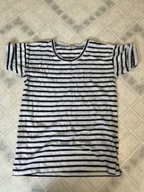 J. Crew Short Sleeve Tee  Womens Small Blue White Striped Round Neck Casual - $25.99