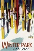 Winter Park, Colorado - Colorful Skis Promotional Travel | Poster 24X18&quot; - $25.23