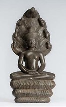 Antigüedad Bayon Estilo Khmer Piedra Sentado Naga Meditación Buda - - £2,060.53 GBP