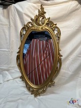 Vintage French Country Rococo Syroco Gold Wall Mantle Mirror 1965 MCM made USA - £239.79 GBP