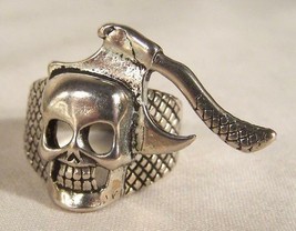 1 Deluxe Axe Head Skull Silver Biker Ring BR19 Mens Fashion Jewelry New Skulls - £9.86 GBP