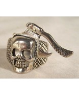 1 DELUXE  AXE HEAD SKULL SILVER BIKER RING BR19 mens fashion jewelry NEW... - $16.93 CAD