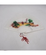 Vintage da Donna Giapponese Dipinto Plastica Pieghevole Ventola - £37.78 GBP