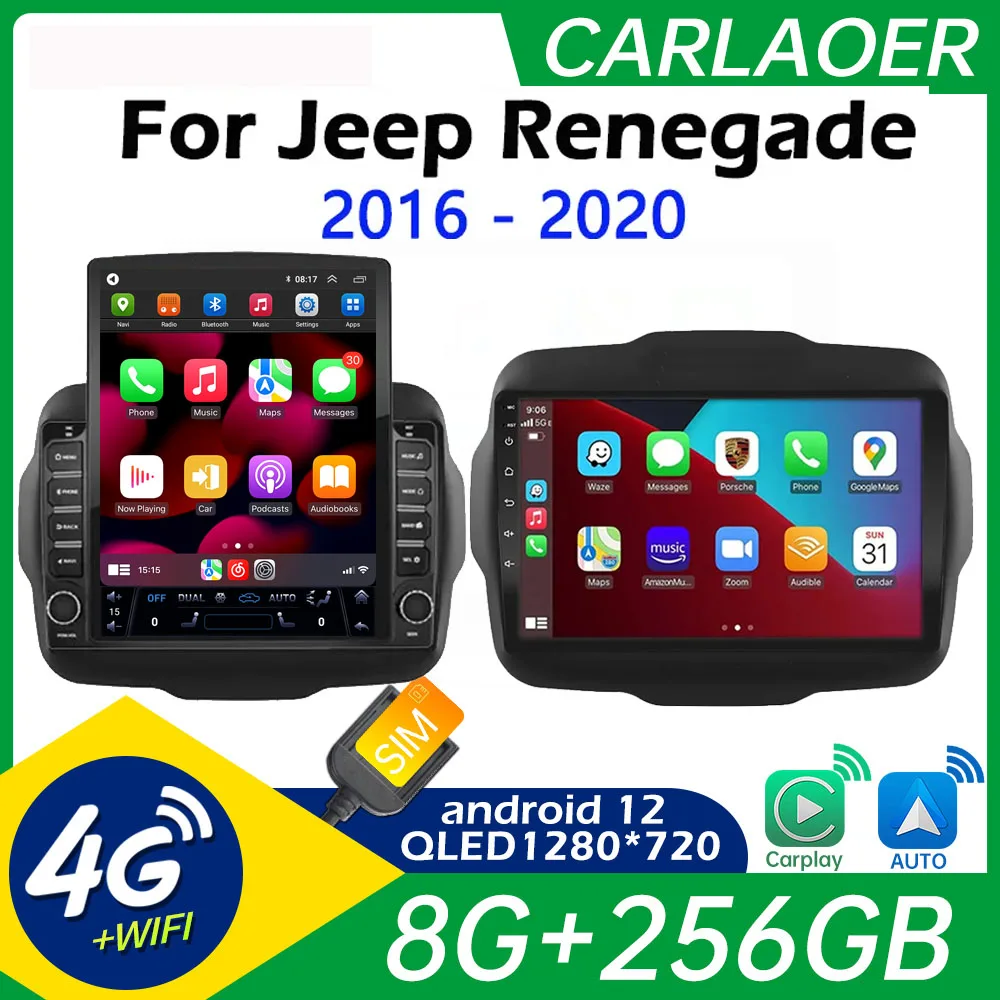 Car Radio Android auto CarPlay For Jeep Renegade 2016 2017 2018 2019 2020 Video - £92.03 GBP+