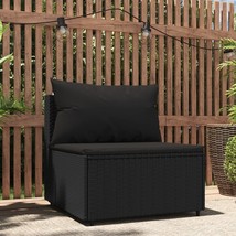  Patio Middle Sofa Black PE Rattan, Powder-Covered Steel, Fabric - $2,700.90 MXN