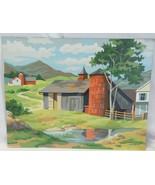 Paint By Number Painting Snow Summer Red Barn  20&quot; x 16&quot; Complete  1950 ... - £62.67 GBP