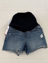 Ingrid &amp; Isabel Maternity Size 6 Over Belly Panel High Rise Midi Jean Shorts - $9.89