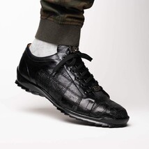 Bari Genuine Lizard Fashion Sneaker Patchwork Design Black image 10