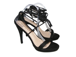 Allegra K Women Size 10 M Black Suede 4&quot; Stiletto Heels Dress Ankle Straps Shoes - £16.36 GBP