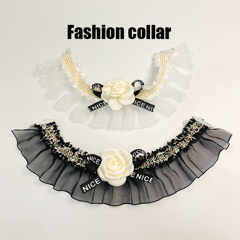 Dogs and Cats Lace Collar, Flower Tie Dog Collar, Dog Lace Bib, Cat Collar - $15.99