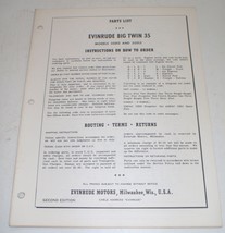 1959 Evinrude Outboard Parts Catalog 35 HP Big Twin - $15.98