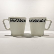 Vintage Pyrex Milk Glass Old Town Blue Onion 1410 Coffee Cups 2 Cups Mugs USA 22 - £12.48 GBP