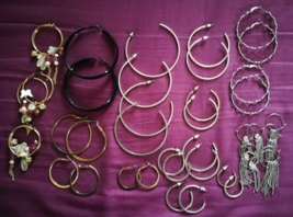 Hoop Earrings Lot Jewelry for Women Vintage 80s 90s Preowned Used Pierced Boho - £36.73 GBP