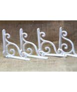 4 Cast Iron Brackets White Shelf Wall Braces Corbels Cast Iron Rustic 4&quot;x4&quot; - $19.99