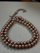 Classy Monet Signed Double Strand Silvertone Bead Necklace – 16 inches long x - £11.18 GBP