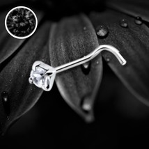 925 Sterling Silver Nose Stud Screw Pin 3mm Square Black Crystal Prong S... - $8.94