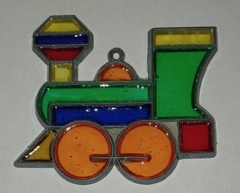 Vintage 80&#39;s Makit Bakit Christmas Ornament Stained Glass Look Engine Train - $8.00