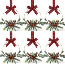 6 Set Christmas DIY Wreath Kits Includes 10&#39;&#39; Christmas Metal Wreath Frame - £10.93 GBP