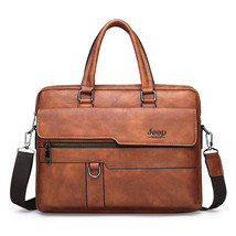 JEEP BULUO Brand Man Business Briefcase Bag Split Leather High Quality M... - £84.79 GBP