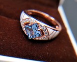  topaz ring 925 sterling silver rose gold plated princess cut 6mm created gemstone thumb155 crop