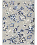 6 X 9 Blue And Grey Floral Stain Resistant Non Skid Area Rug - $272.94 CAD