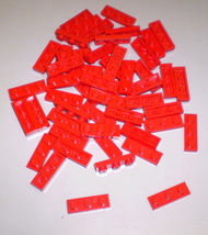 50 Used LEGO 1 x 3 Red Plates 3623 - £7.84 GBP