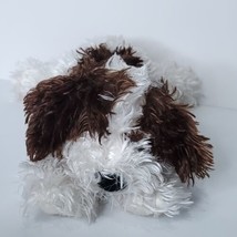 King Plush Dog Curly Fur Brown White Plush Realistic Stuffed Animal 13&quot; L - £15.79 GBP