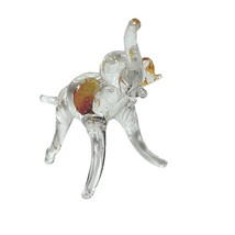Vintage Miniature Clear Glass Elephant Figurine Trunk Up Good Luck Elephant - $148.33 MXN