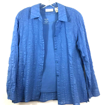 Studio Works 2Pc Shirt &amp; Tank Petite Size PM Button Up Textured Blue Cri... - £19.94 GBP