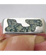 Sterling Silver Vintage Mexico Inlaid Stone Flat Top WHALE Ring Sz 6 - $53.45