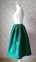 Emerald Green Midi Taffeta Skirt Women Custom Plus Size Pleated Party Skirt image 3