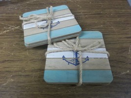 lot of 6 packs of 2 nautical anchor coasters 4 inch square great gift - $14.72