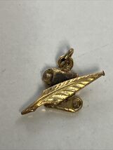 Vintage Tiny Quill and Scroll Sterling Silver With Gold Overlay CHARM - $17.77