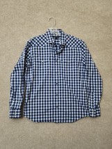BANANA REPUBLIC Slim Fit Pearl Snap Shirt Mens L Blue Plaid Western Stretch - $22.64