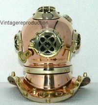 Antique Brass Mini Divers Diving Helmet Decor US Navy Mark V Scuba Decor Gift - £64.14 GBP