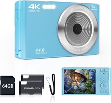 Digital Camera For Teens, Fhd 4K 44Mp Digital Camera Autofocus With 64Gb Sd Card - £37.36 GBP