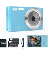 Digital Camera For Teens, Fhd 4K 44Mp Digital Camera Autofocus With 64Gb... - £37.86 GBP