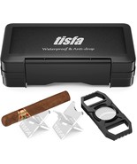 TISFA Cigar Travel Humidor Case W/Cigar Cutter &amp; Stand-Box Holds Up To 4... - £27.68 GBP