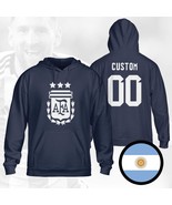 Argentina Custom Name Champions 3 Stars FIFA World Cup 2022 Navy Hoodie  - $68.37 CAD+