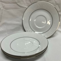 Noritake Ranier (6909) Set of 3 Saucers/Plates Japan White Floral Platin... - $9.00